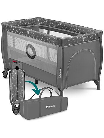 Lettino da viaggio 3 in 1 LIONELO Stefi Plus - Box per bambini - Materasso ad alta densità - Ruote -