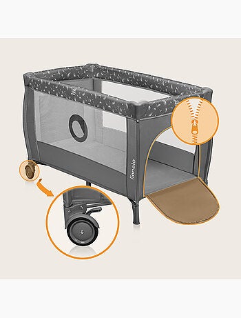 Lettino da viaggio 3 in 1 LIONELO Stefi Plus - Box per bambini - Materasso ad alta densità - Ruote -