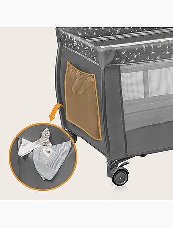 Lettino da viaggio 3 in 1 LIONELO Stefi Plus - Box per bambini - Materasso ad alta densità - Ruote -