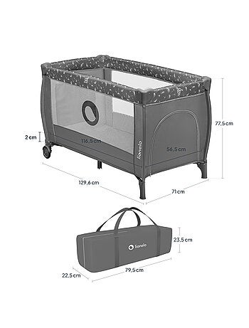 Lettino da viaggio 3 in 1 LIONELO Stefi Plus - Box per bambini - Materasso ad alta densità - Ruote -