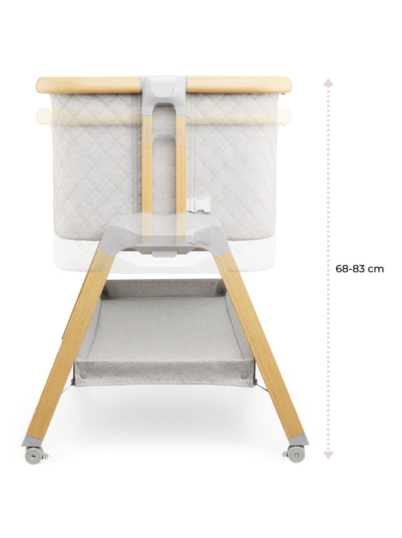 Lettino da viaggio 3 in 1 co-sleeping regolabile 7 altezze con materasso 3 cm e ruote bloccabili Grigio - Kiabi