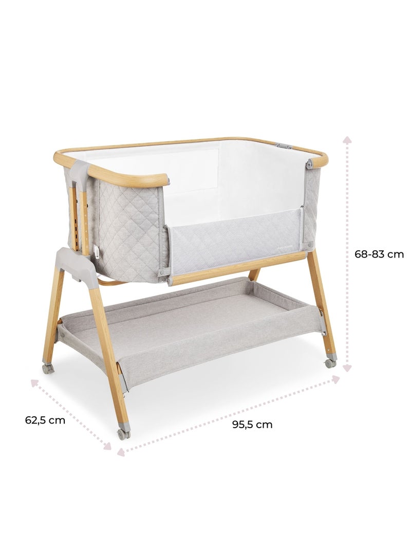 Lettino da viaggio 3 in 1 co-sleeping regolabile 7 altezze con materasso 3 cm e ruote bloccabili Grigio - Kiabi