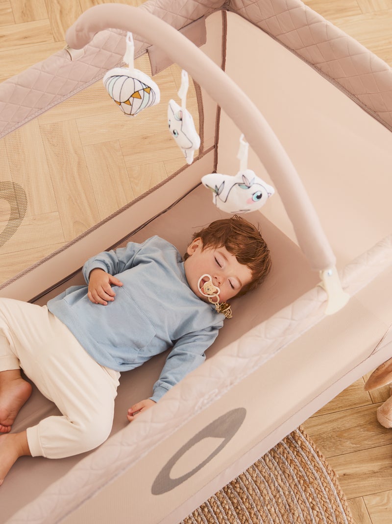 Lettino da viaggio 3 in 1 LIONELO Flower - Box per bambini - 0-36 mesi - Chiusura rapida - Ruote Beige - Kiabi