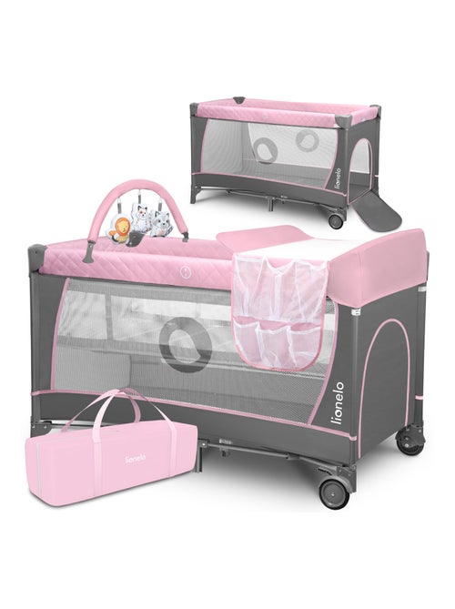 Lettino da viaggio 3 in 1 LIONELO Flower - Box per bambini - 0-36 mesi - Chiusura rapida - Ruote - Kiabi