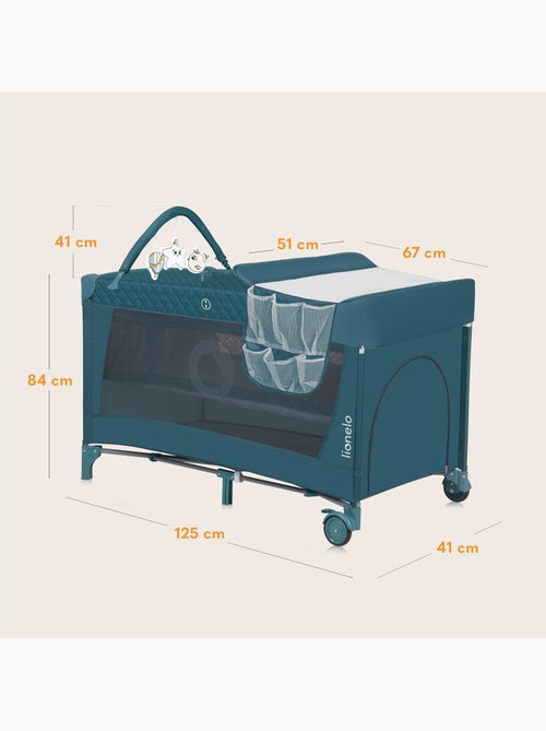 Lettino da viaggio 3 in 1 LIONELO Flower - Box per bambini - 0-36 mesi - Chiusura rapida - Ruote - Kiabi