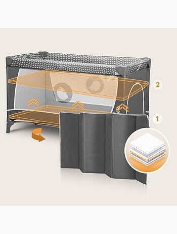 Lettino da viaggio 3 in 1 LIONELO Flower - Box per bambini - 0-36 mesi - Chiusura rapida - Ruote