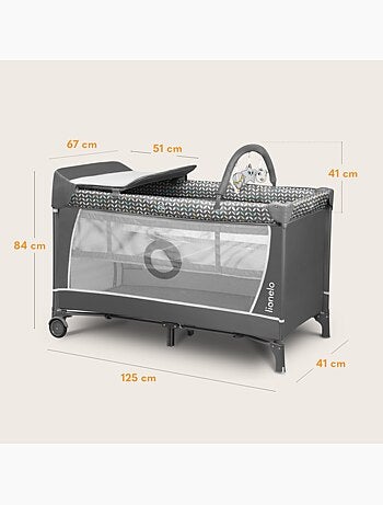 Lettino da viaggio 3 in 1 LIONELO Flower - Box per bambini - 0-36 mesi - Chiusura rapida - Ruote