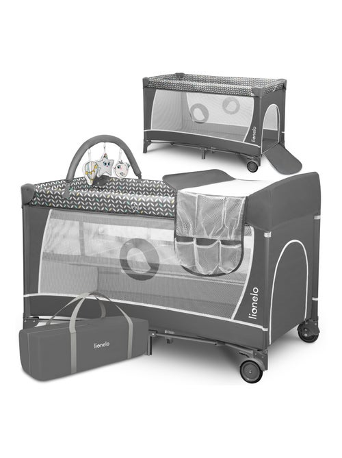 Lettino da viaggio 3 in 1 LIONELO Flower - Box per bambini - 0-36 mesi - Chiusura rapida - Ruote - Kiabi