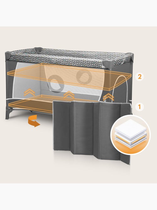 Lettino da viaggio 3 in 1 LIONELO Flower - Box per bambini - 0-36 mesi - Chiusura rapida - Ruote - Kiabi