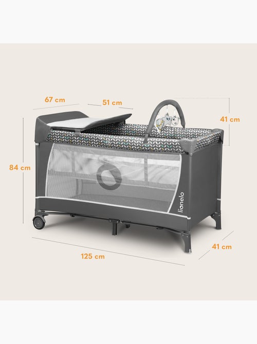 Lettino da viaggio 3 in 1 LIONELO Flower - Box per bambini - 0-36 mesi - Chiusura rapida - Ruote - Kiabi