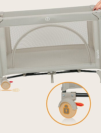 Lettino da viaggio 3 in 1 LIONELO Laura - Box per bambini - Materasso ad alta densità - Ruote - 0-36