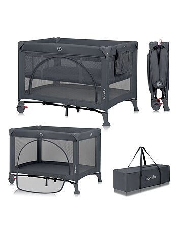 Lettino da viaggio 3 in 1 LIONELO Laura - Box per bambini - Materasso ad alta densità - Ruote - 0-36