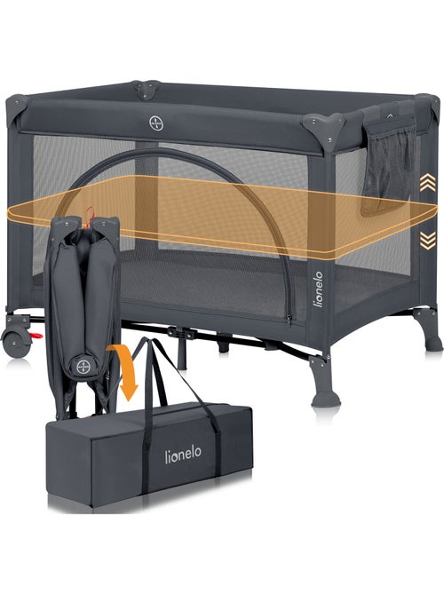 Lettino da viaggio 3 in 1 LIONELO Laura - Box per bambini - Materasso ad alta densità - Ruote - 0-36 - Kiabi
