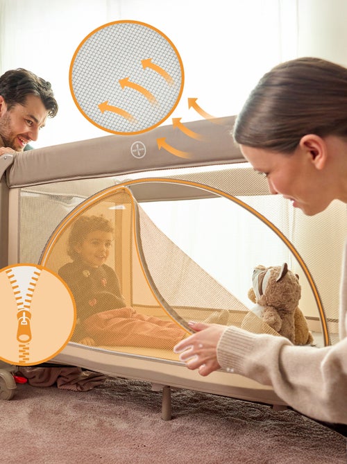 Lettino da viaggio 3 in 1 LIONELO Laura - Box per bambini - Materasso ad alta densità - Ruote - 0-36 - Kiabi