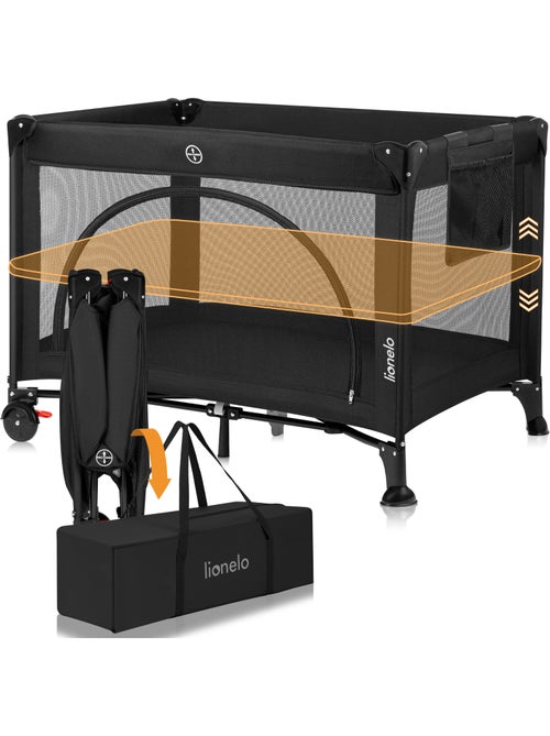 Lettino da viaggio 3 in 1 LIONELO Laura - Box per bambini - Materasso ad alta densità - Ruote - 0-36 - Kiabi