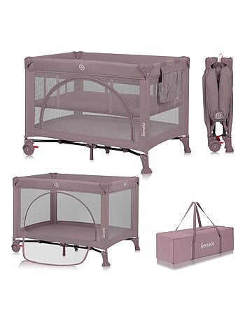 Lettino da viaggio 3 in 1 LIONELO Laura - Box per bambini - Materasso ad alta densità - Ruote - 0-36