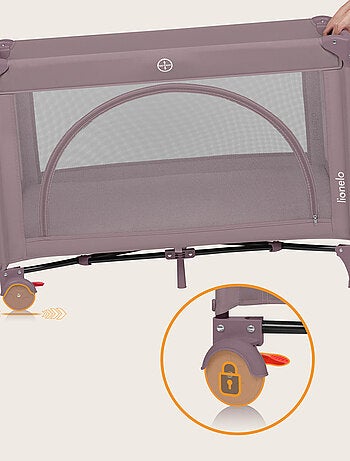 Lettino da viaggio 3 in 1 LIONELO Laura - Box per bambini - Materasso ad alta densità - Ruote - 0-36