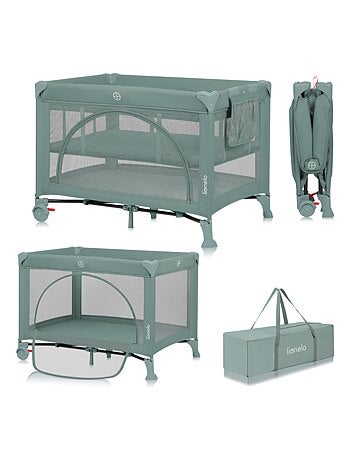 Lettino da viaggio 3 in 1 LIONELO Laura - Box per bambini - Materasso ad alta densità - Ruote - 0-36