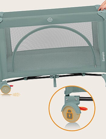 Lettino da viaggio 3 in 1 LIONELO Laura - Box per bambini - Materasso ad alta densità - Ruote - 0-36