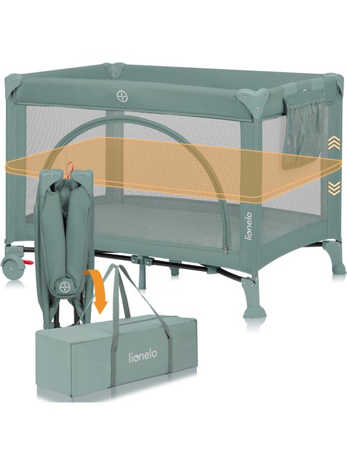 Lettino da viaggio 3 in 1 LIONELO Laura - Box per bambini - Materasso ad alta densità - Ruote - 0-36 - Kiabi