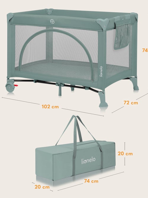 Lettino da viaggio 3 in 1 LIONELO Laura - Box per bambini - Materasso ad alta densità - Ruote - 0-36 - Kiabi