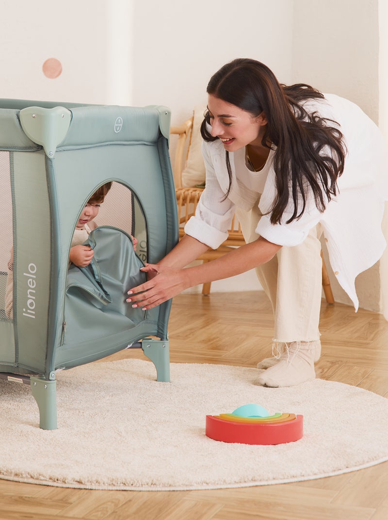 Lettino da viaggio 3 in 1 LIONELO Stefi Plus - Box per bambini - Materasso ad alta densità - Ruote - Verde - Kiabi