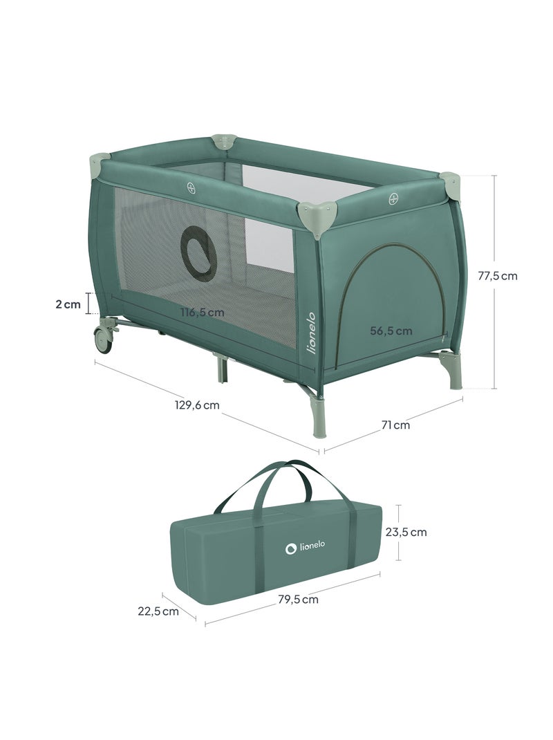 Lettino da viaggio 3 in 1 LIONELO Stefi Plus - Box per bambini - Materasso ad alta densità - Ruote - Verde - Kiabi