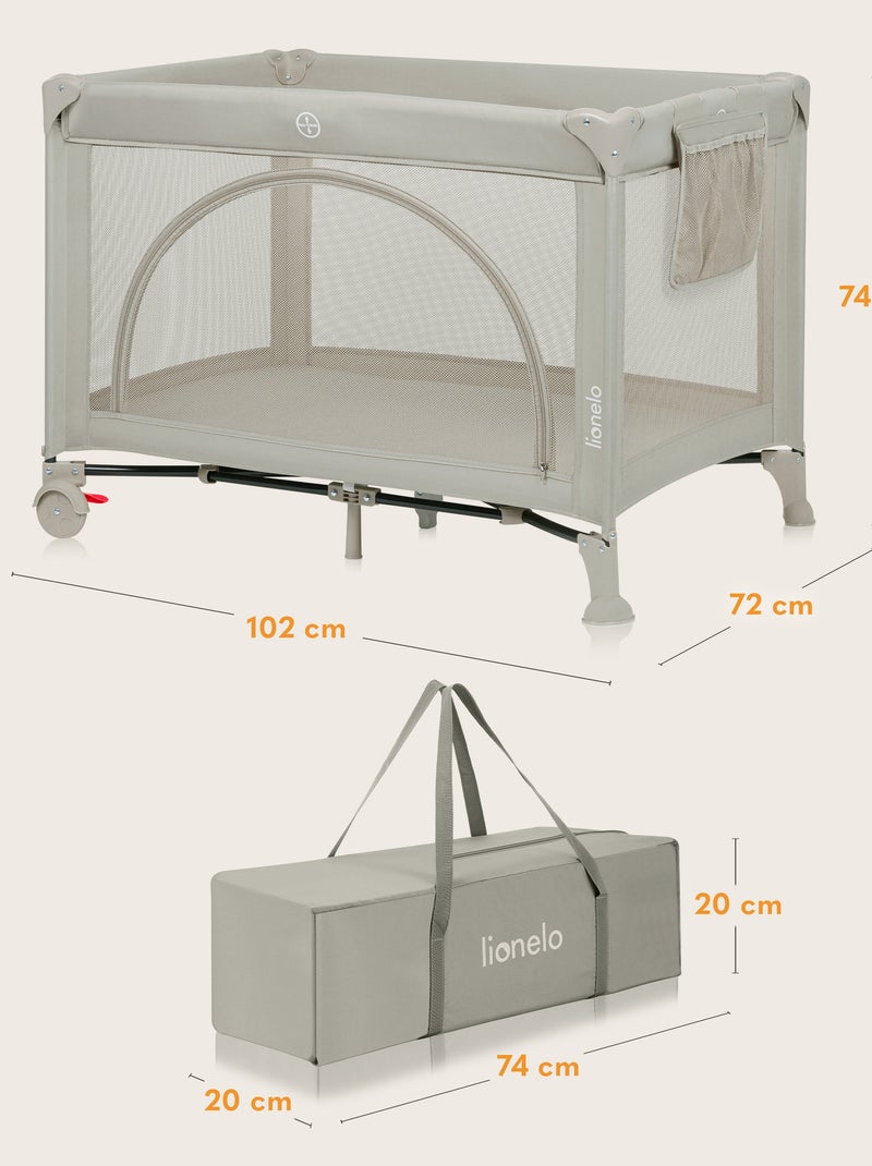 Lettino da Viaggio 3in1 LIONELO Laura - Box Neonati - Materasso - Ruote - 0-36 Mesi Beige - Kiabi