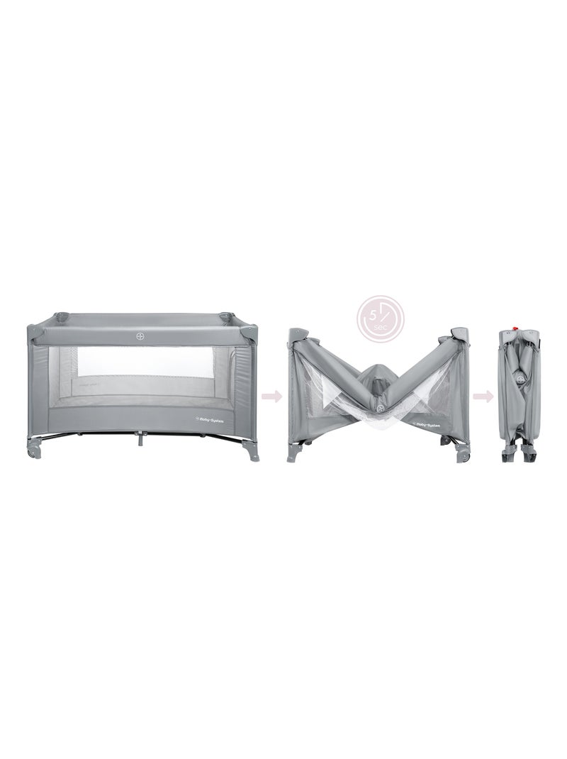 Lettino da viaggio pieghevole HAPPY TRAVELLER BASIC con materasso e borsa – grigio Grigio - Kiabi
