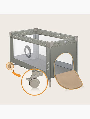 Lettino da viaggio Stefi LIONELO 2 in 1 - Box per bambini - 125 x 65 cm - Ruote - 0-36 mesi - Borsa