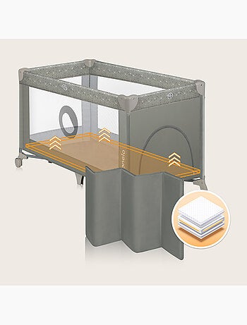 Lettino da viaggio Stefi LIONELO 2 in 1 - Box per bambini - 125 x 65 cm - Ruote - 0-36 mesi - Borsa