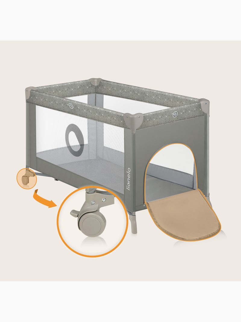 Lettino da viaggio Stefi LIONELO 2 in 1 - Box per bambini - 125 x 65 cm - Ruote - 0-36 mesi - Borsa Beige - Kiabi