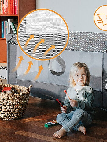 Lettino da viaggio Stefi LIONELO 2 in 1 - Box per bambini - 125 x 65 cm - Ruote - 0-36 mesi - Borsa