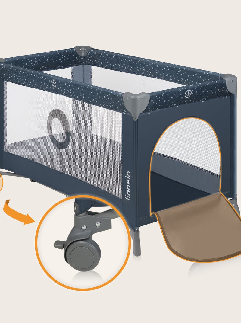 Lettino da viaggio Stefi LIONELO 2 in 1 - Box per bambini - 125 x 65 cm - Ruote - 0-36 mesi - Borsa Blu antracite - Kiabi