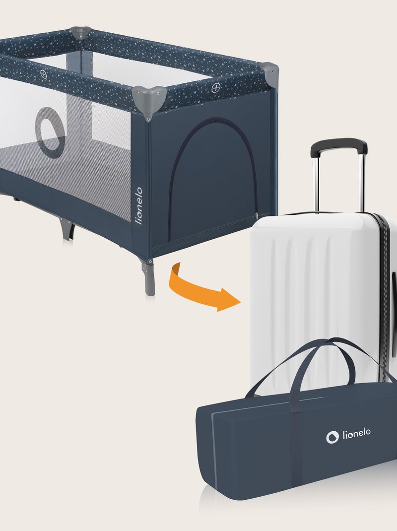 Lettino da viaggio Stefi LIONELO 2 in 1 - Box per bambini - 125 x 65 cm - Ruote - 0-36 mesi - Borsa Blu antracite - Kiabi