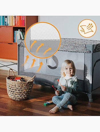 Lettino da viaggio Stefi LIONELO 2 in 1 - Box per bambini - 125 x 65 cm - Ruote - 0-36 mesi - Borsa