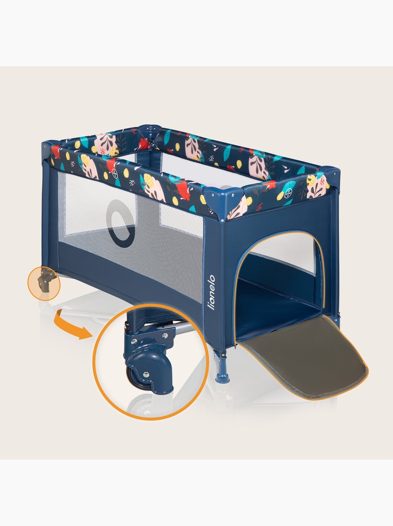 Lettino da viaggio Stefi LIONELO 2 in 1 - Box per bambini - 125 x 65 cm - Ruote - 0-36 mesi - Borsa Blu - Kiabi