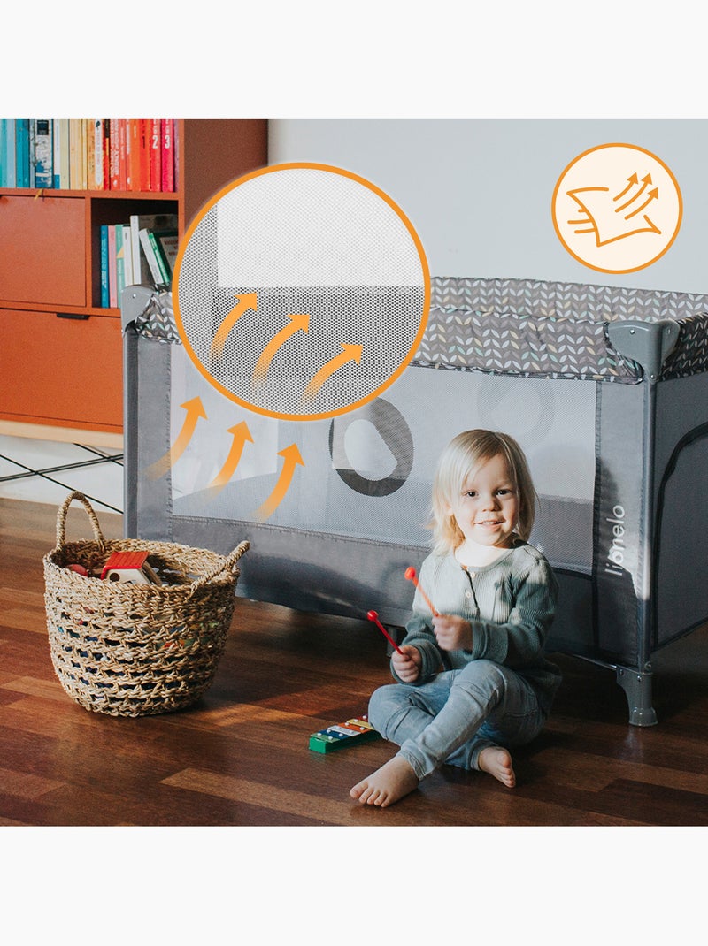Lettino da viaggio Stefi LIONELO 2 in 1 - Box per bambini - 125 x 65 cm - Ruote - 0-36 mesi - Borsa Grigio - Kiabi