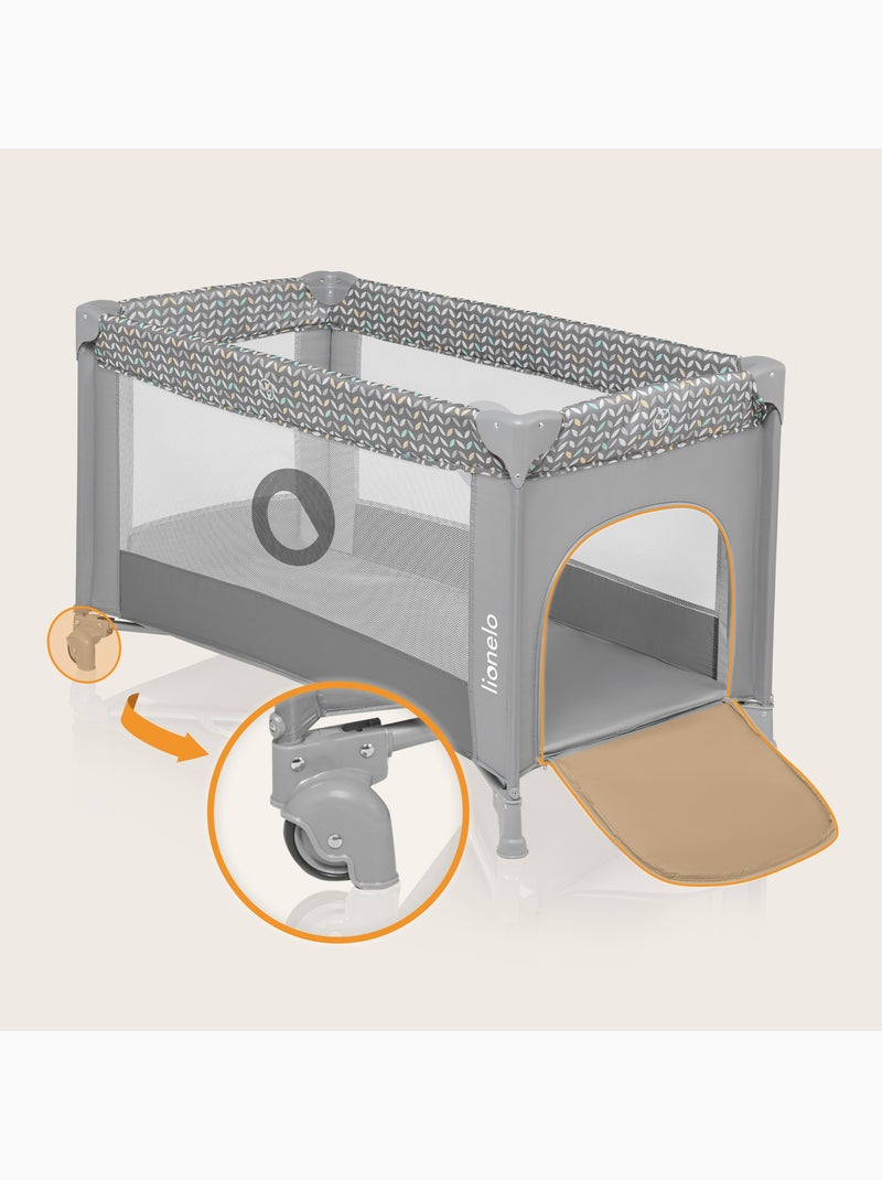 Lettino da viaggio Stefi LIONELO 2 in 1 - Box per bambini - 125 x 65 cm - Ruote - 0-36 mesi - Borsa Grigio - Kiabi