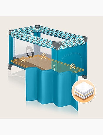 Lettino da viaggio Stefi LIONELO 2 in 1 - Box per bambini - 125 x 65 cm - Ruote - 0-36 mesi - Borsa