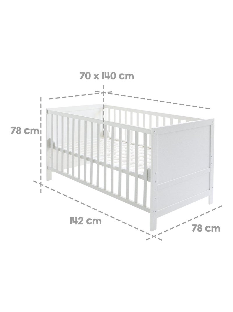 Lettino evolutivo convertibile in letto junior – fino a 7 anni – altezza regolabile – "ROBA" Bianco - Kiabi