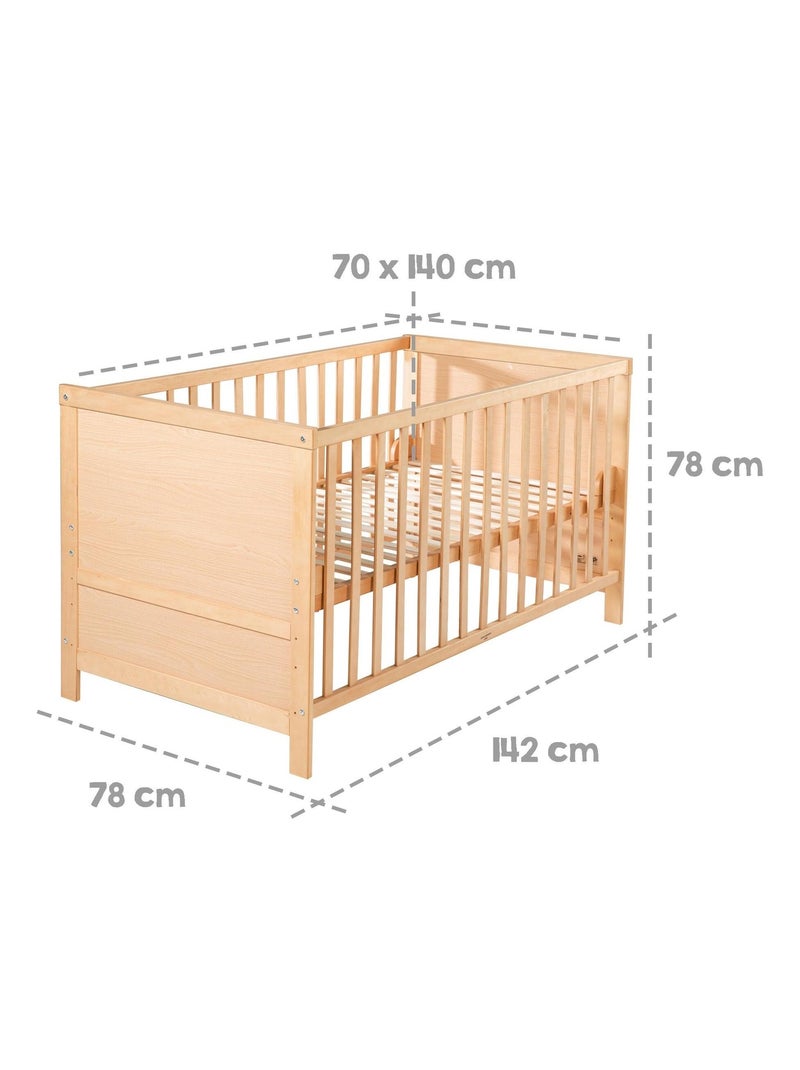 Lettino evolutivo convertibile in letto junior – fino a 7 anni – altezza regolabile – "ROBA" Marrone chiaro - Kiabi