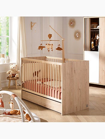 Lettino in legno, 120x60 cm, decoro rovere - SAUTHON