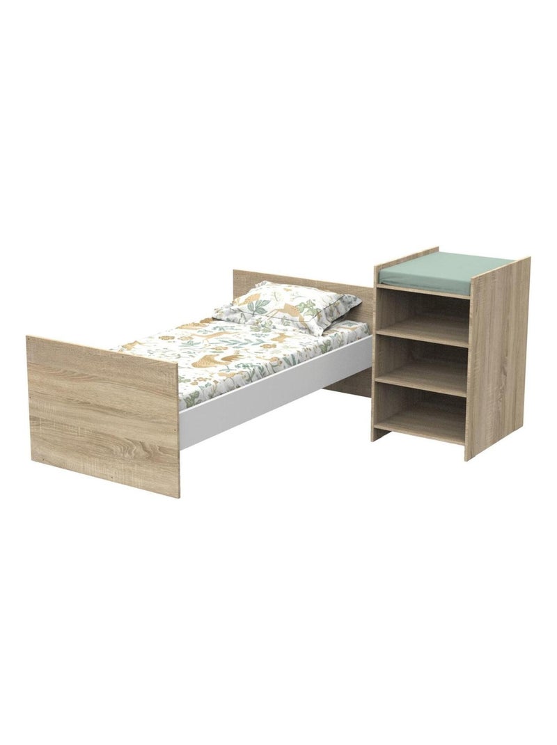 Lettino in legno 120x60 convertibile in 90x190 con coprifasciatoio e - BABYPRICE Marrone - Kiabi
