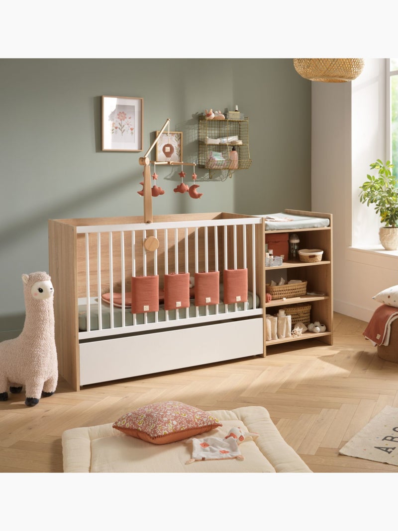 Lettino in legno 120x60 convertibile in 90x190 con coprifasciatoio e - BABYPRICE Marrone - Kiabi