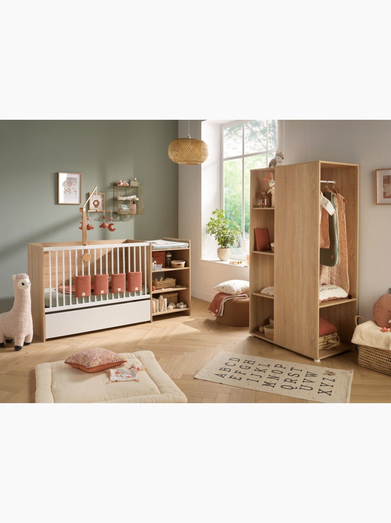 Lettino in legno 120x60 convertibile in 90x190 con coprifasciatoio e - BABYPRICE Marrone - Kiabi