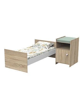 Lettino in legno 120x60 trasformabile in 90x190 con coprifasciatoio a 1 - BABYPRICE