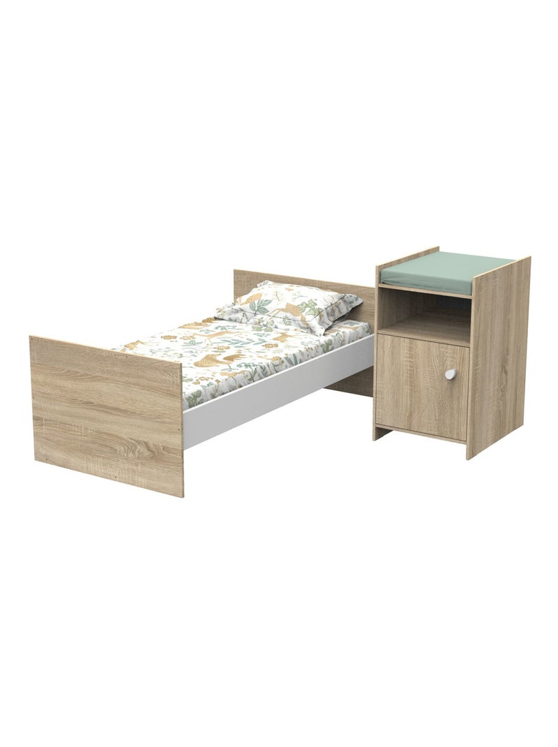 Lettino in legno 120x60 trasformabile in 90x190 con coprifasciatoio a 1 - BABYPRICE Grigio - Kiabi
