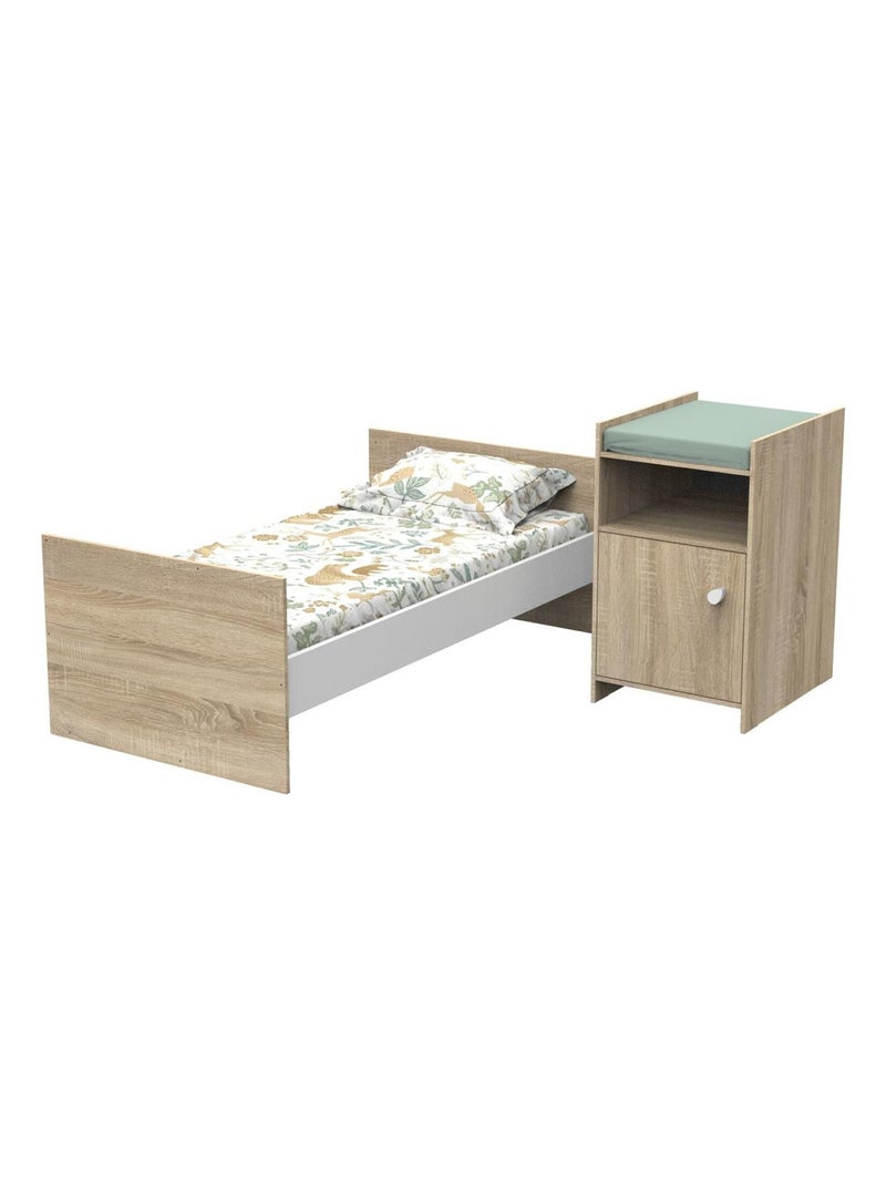 Lettino in legno 120x60 trasformabile in 90x190 con coprifasciatoio a 1 - BABYPRICE Marrone - Kiabi