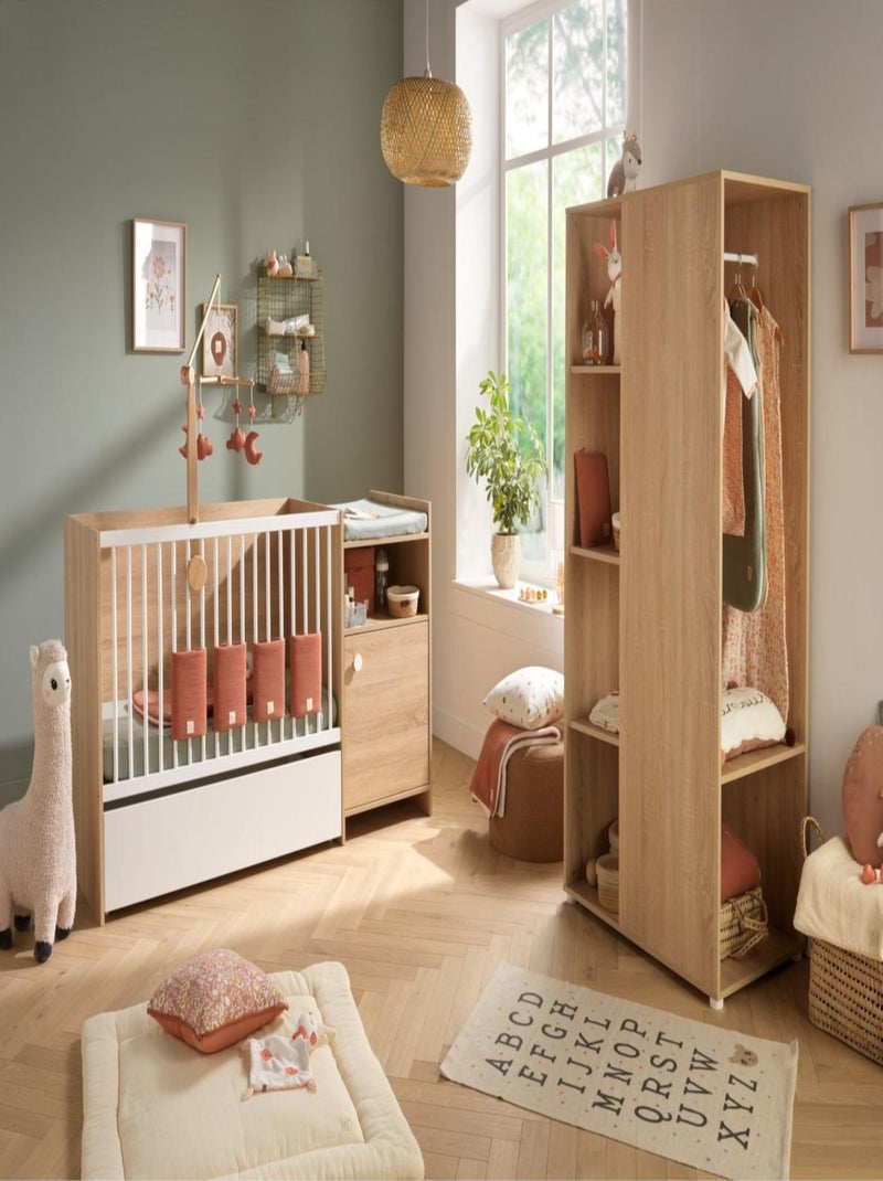 Lettino in legno 120x60 trasformabile in 90x190 con coprifasciatoio a 1 - BABYPRICE Marrone - Kiabi